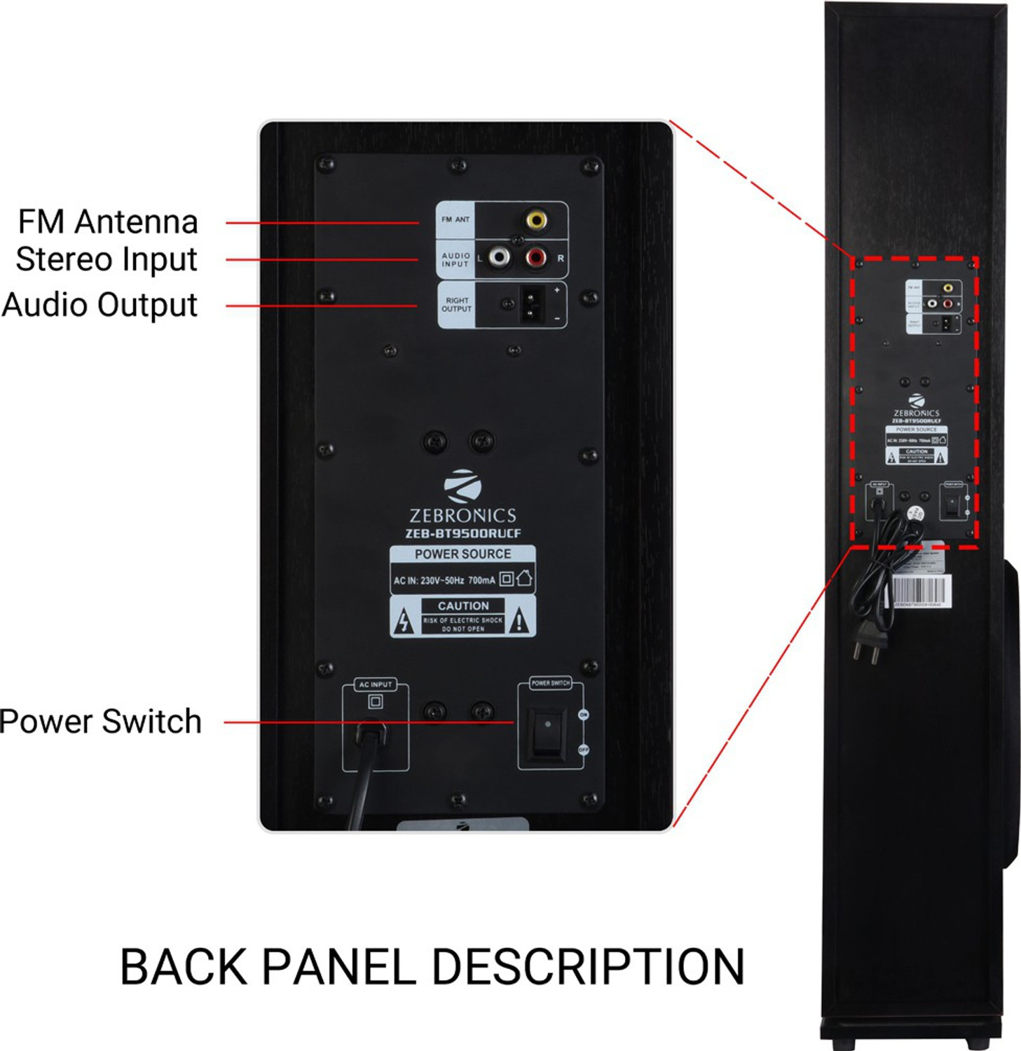 Image of ZEBRONICS ZEB-BT9500RUCF 100 W Bluetooth Tower Speaker