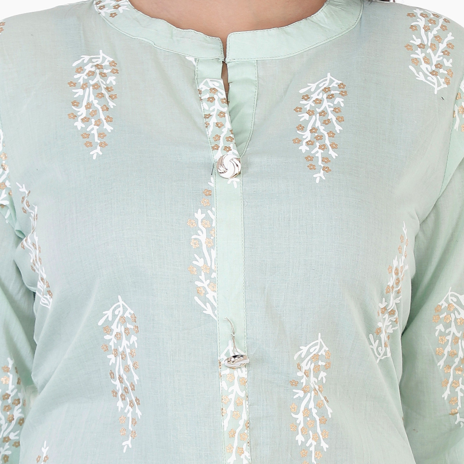 Image of ANTARMANA Women Floral Print Frontslit Kurta