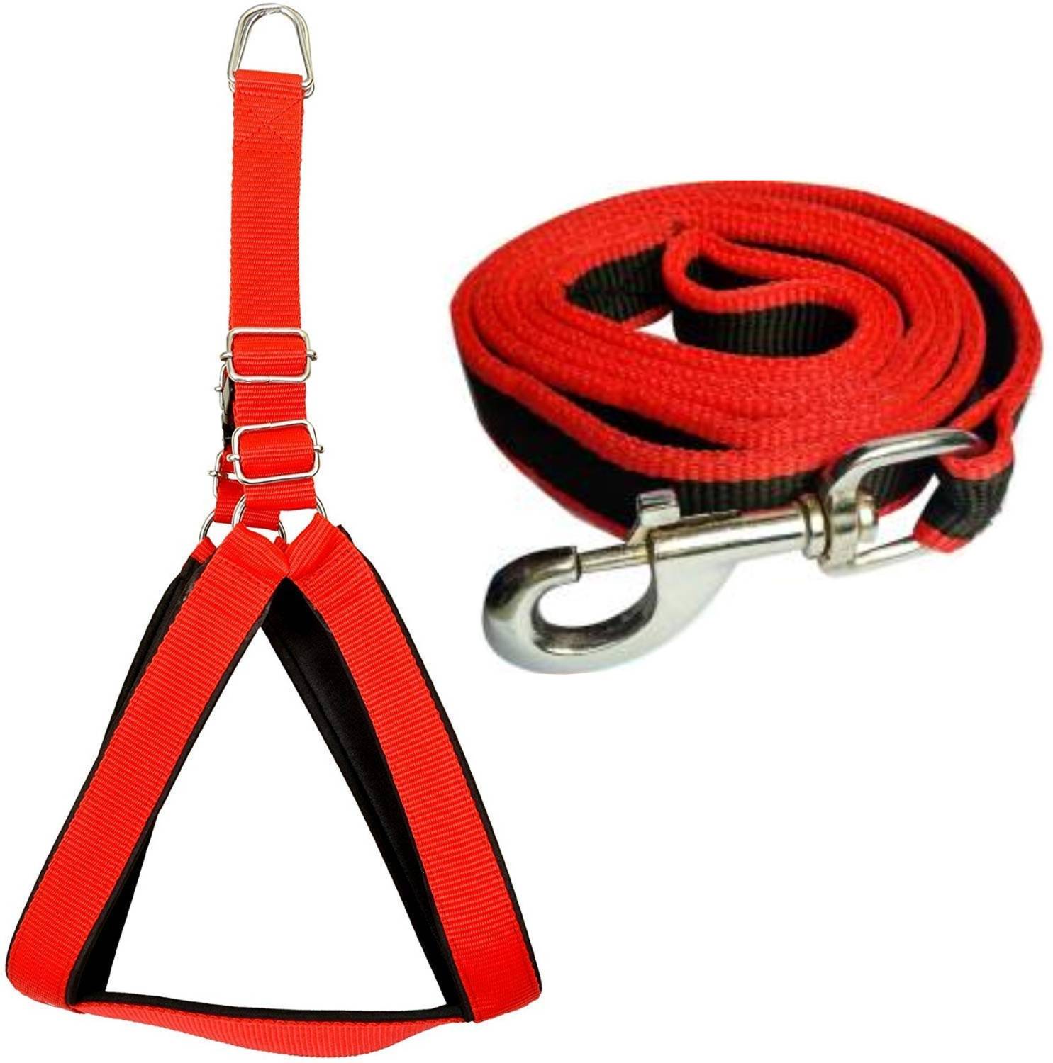 BODY BUILDING Good Quality Nylon 1 inch Red Black Dog Body Cross Harness Belt Dog Harness & Leash
