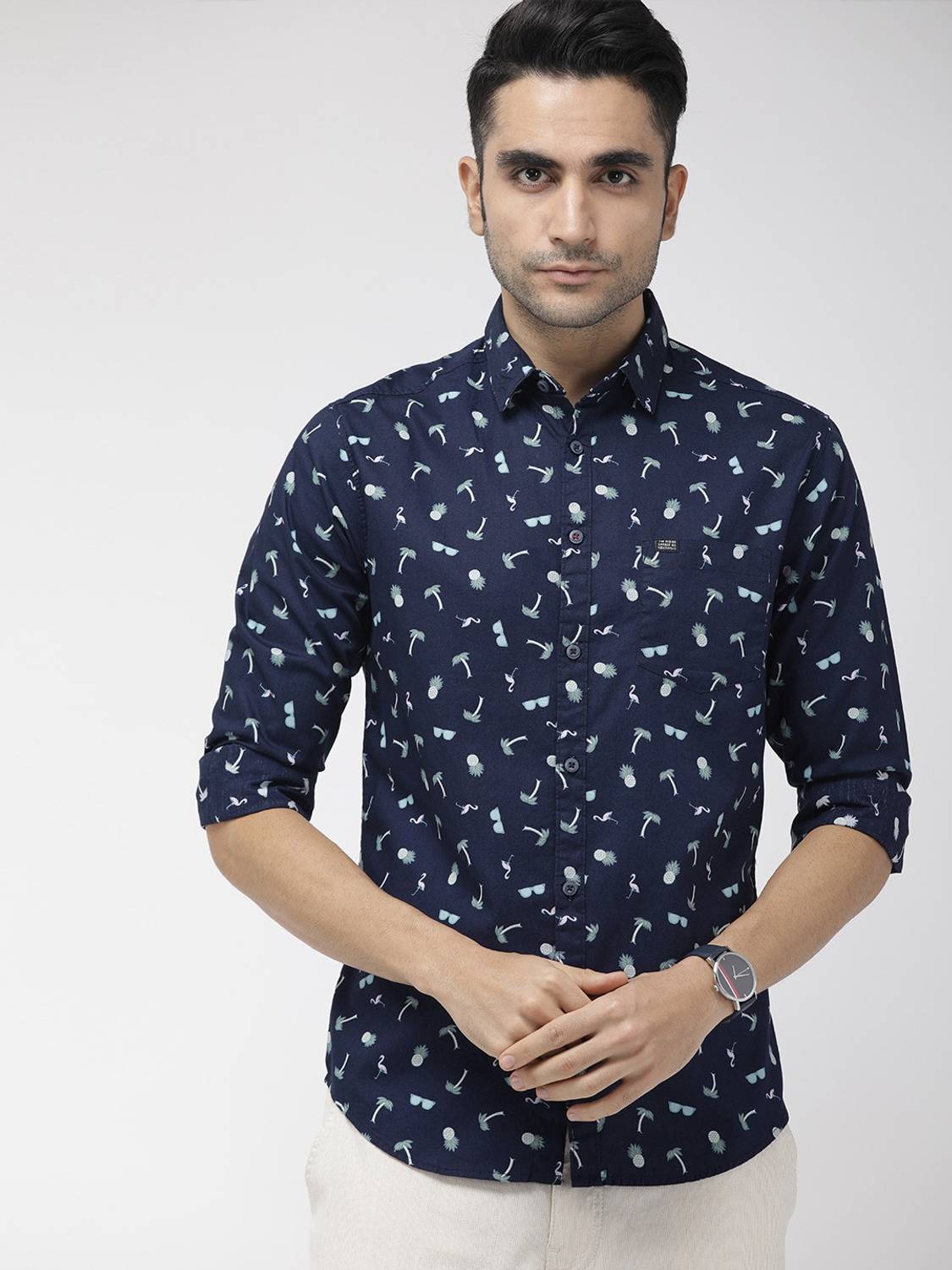 The Indian Garage Co. Men Slim Fit Printed Casual Shirt