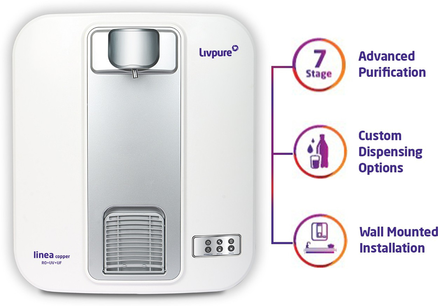Image of LIVPURE LIV LINEA COPPER 5 L RO + UV + UF Water Purifier