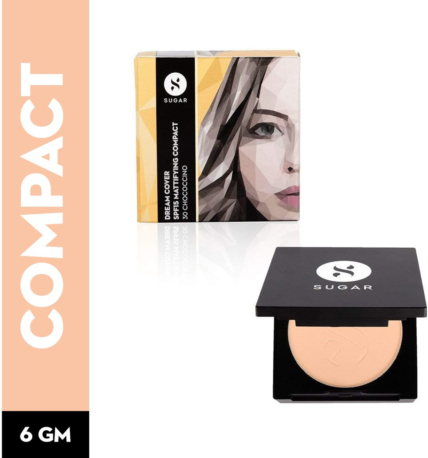 Image of SUGAR Cosmetics Dream Cover SPF15 Creamy Mattifying Compact, Enriched with Vitamin E Compact