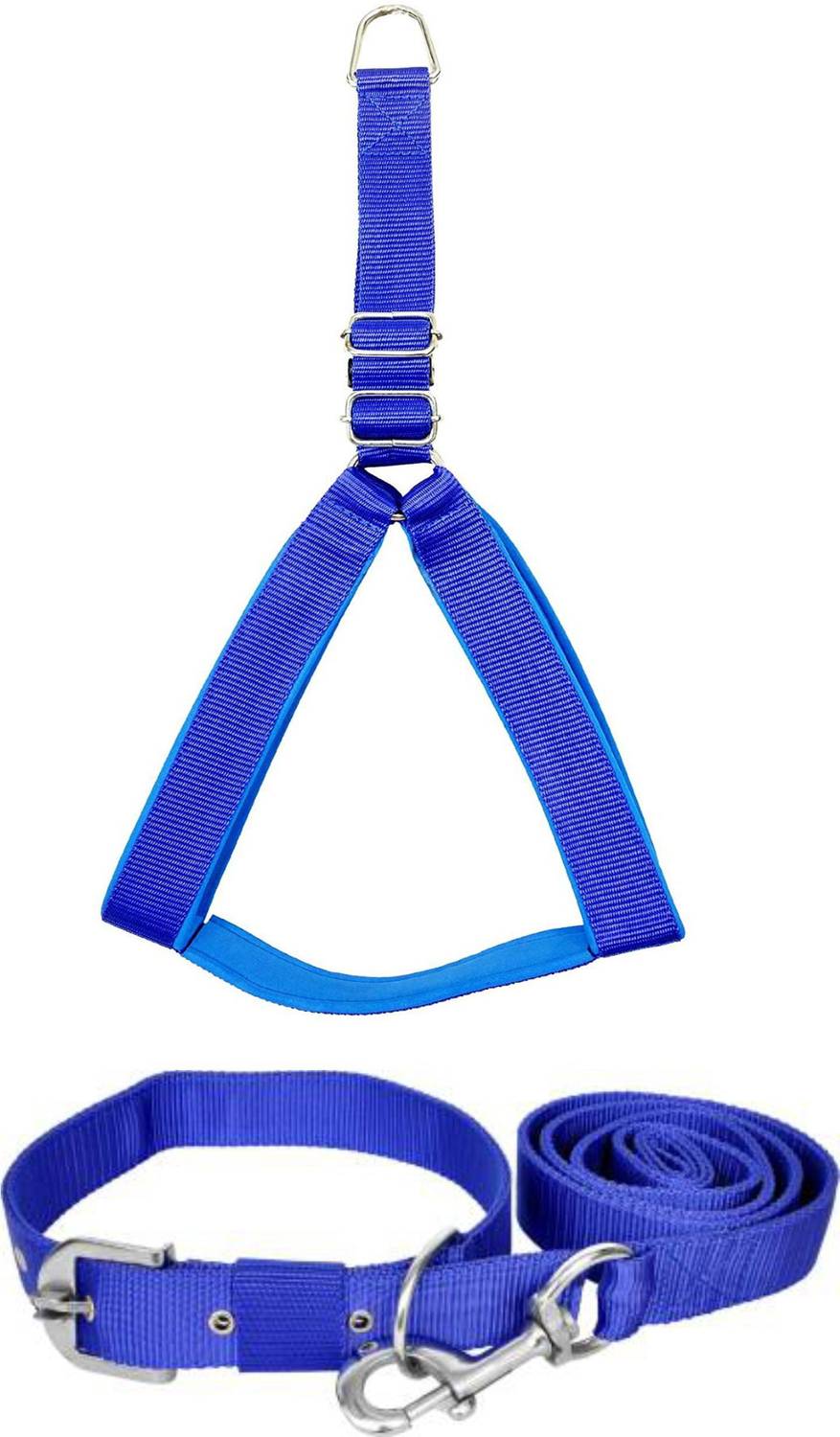 BODY BUILDING Good Quality Nylon 1 inch Blue Dog Body Cross Harness with Blue Dog Collar Belt 1.5m lengthy Dog Harness & Leash