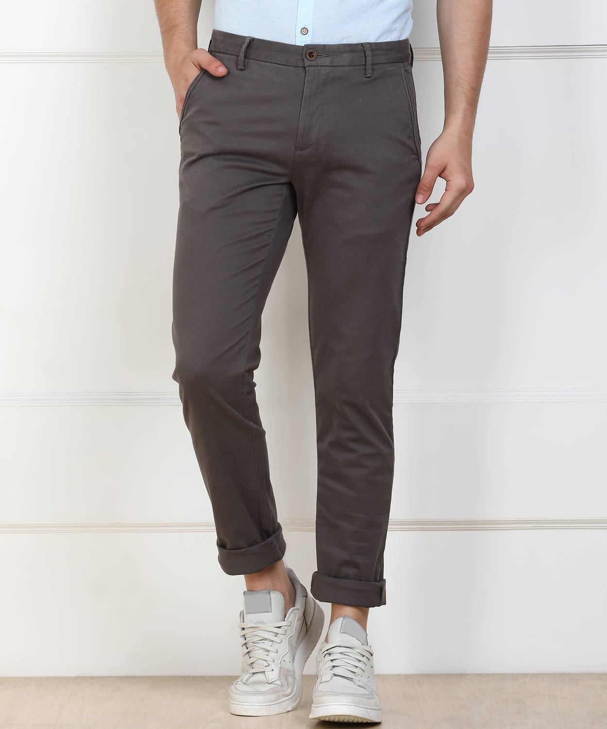 Arrow Sport Regular Fit Men Grey Trousers