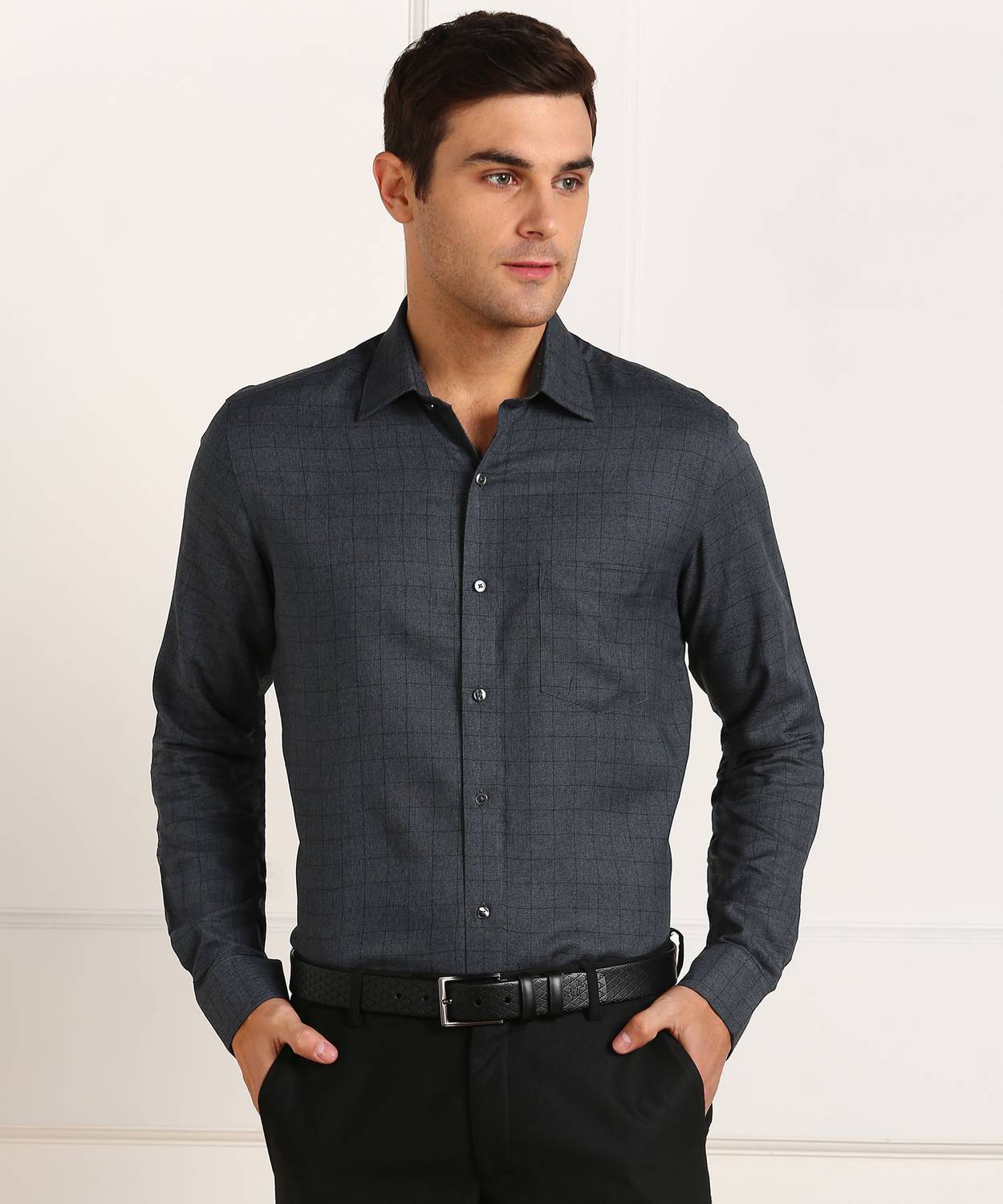 ARROW Men Checkered Formal Grey Shirt