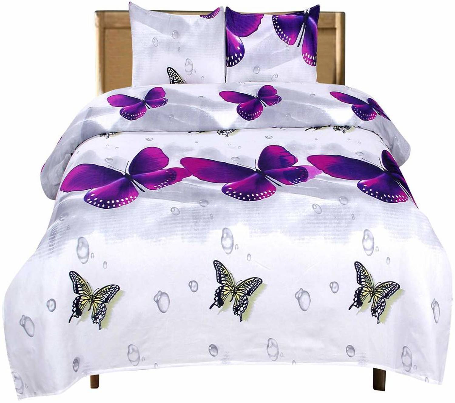 Nakshu Cotton Double Flat 144 TC 3D Printed 1 Bedsheet with 2 Pil