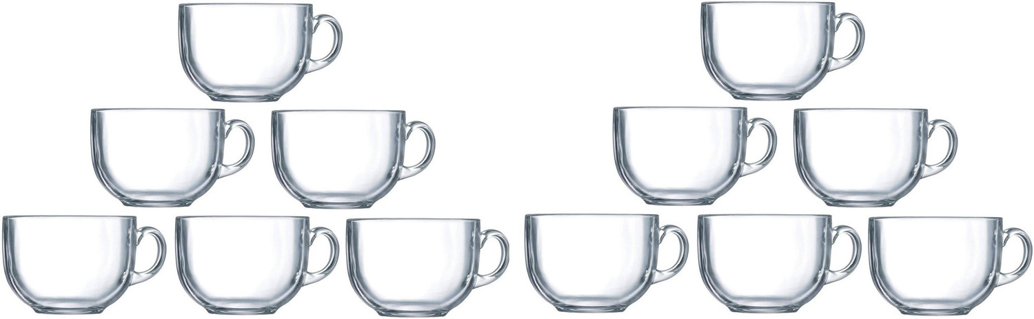 Image of speculo Pack of 12 Glass Crystal clear Round Shape Glass Tea Coffee Cup With Saucer Set Of 12 Glass