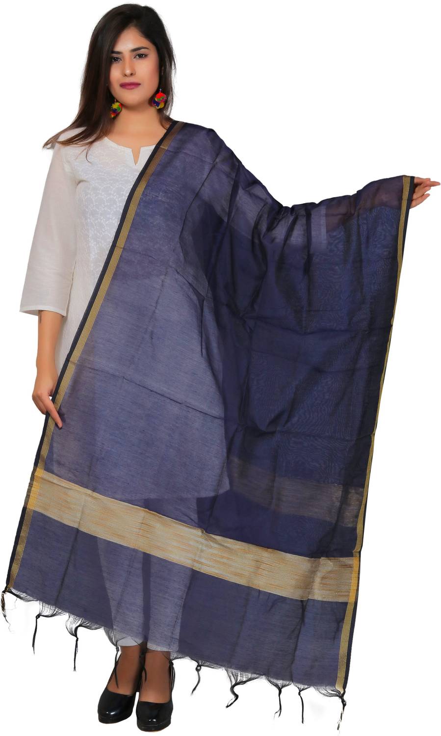 BANJARA INDIA Cotton Silk Solid Women Dupatta