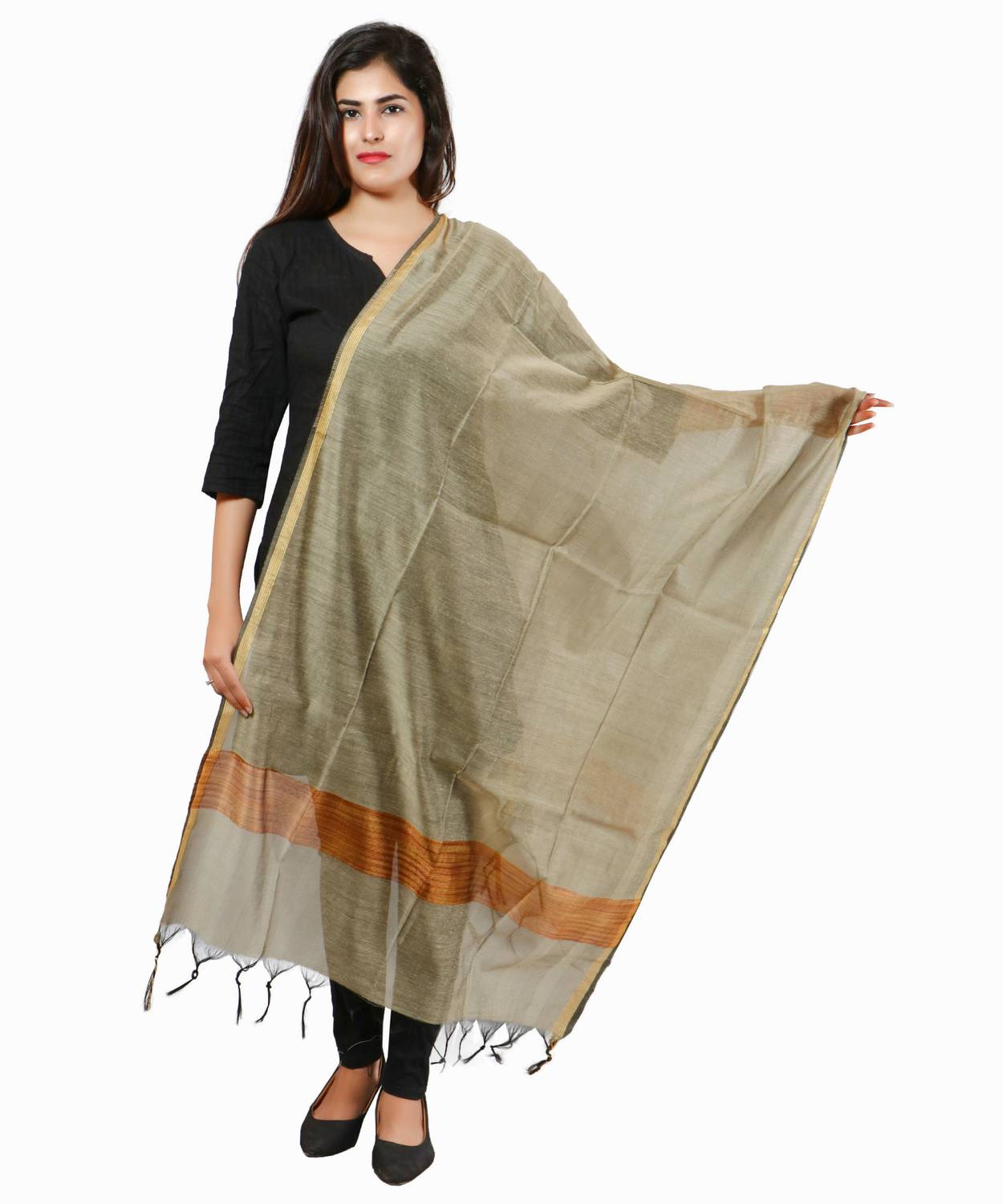 BANJARA INDIA Cotton Silk Solid Women Dupatta