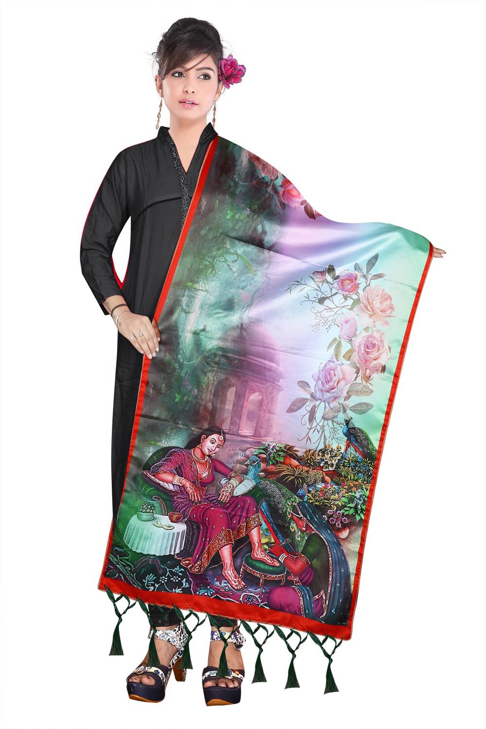 Bloviate Silk Blend Floral Print Women Dupatta