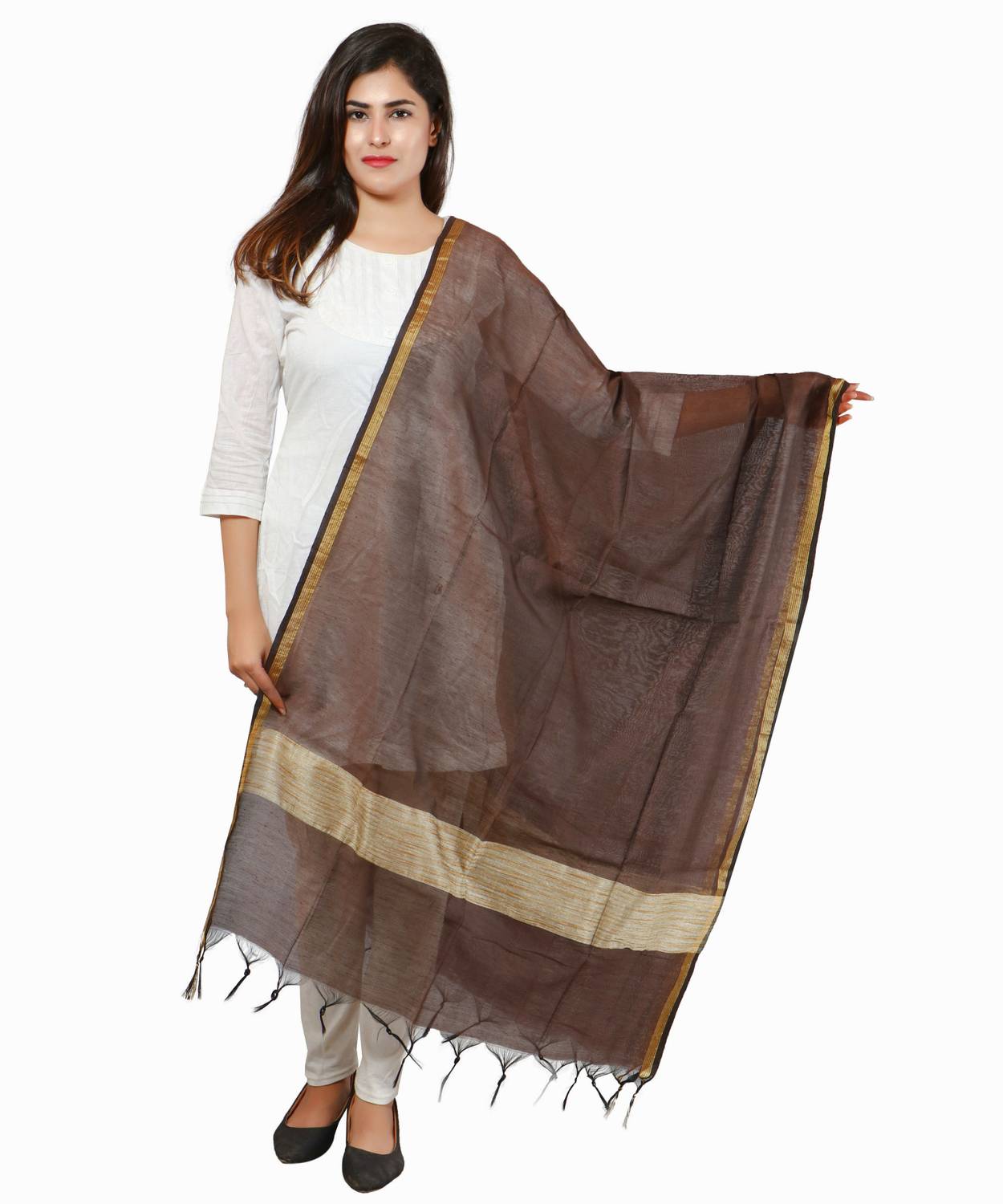 BANJARA INDIA Cotton Silk Solid Women Dupatta