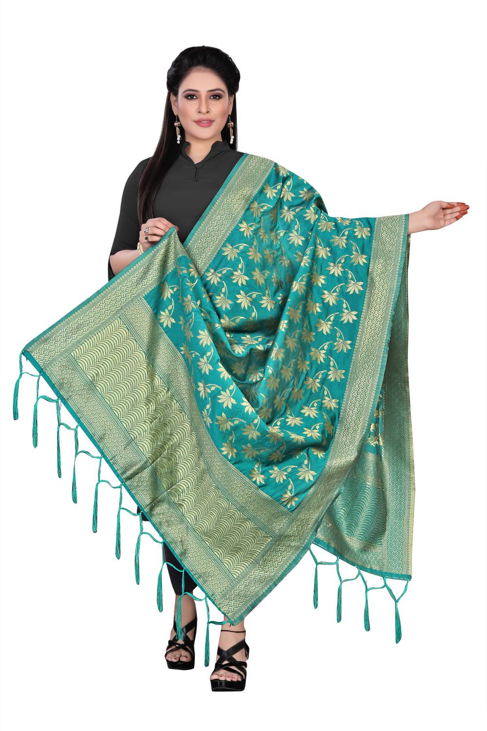 Cartyshop Silk Blend, Jacquard Self Design, Woven Women Dupatta