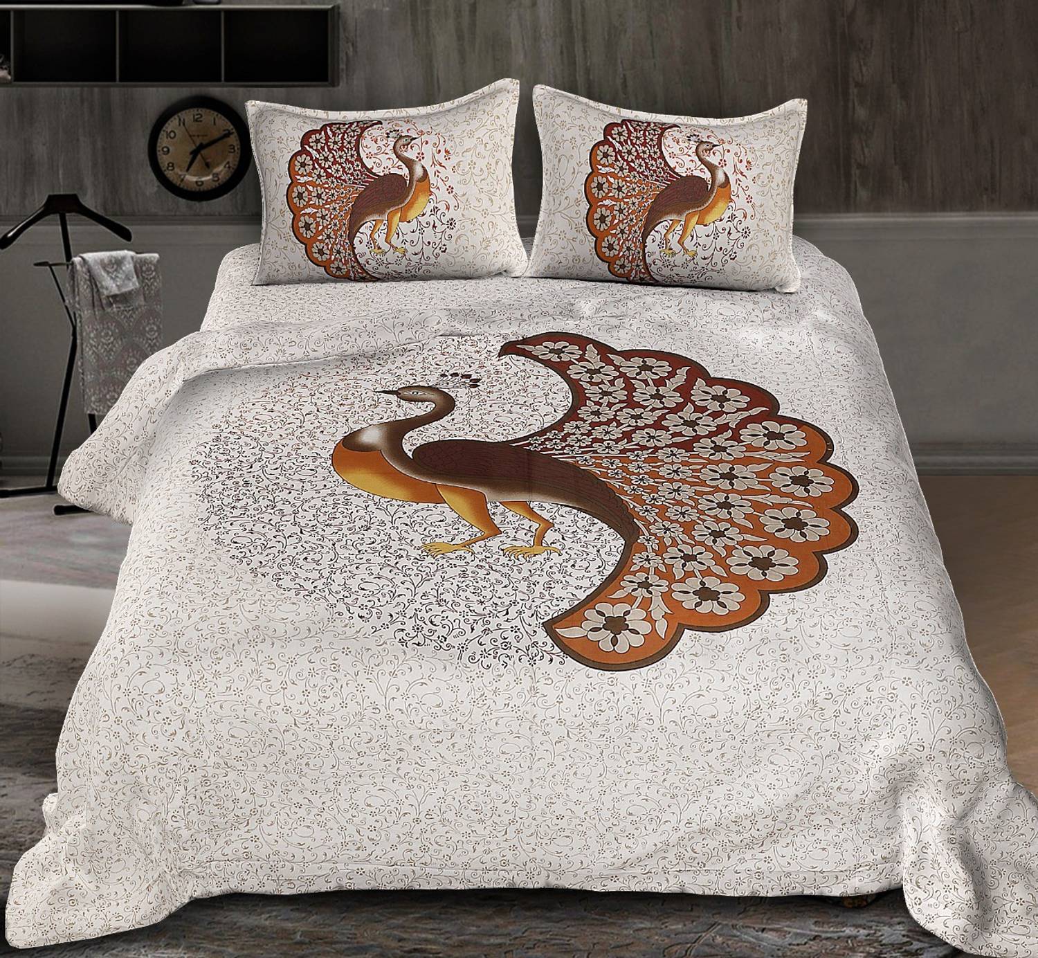 Aadhira Interio Cotton Double Flat 180 TC Animal 1 Bedsheet with 2 Pillow Covers