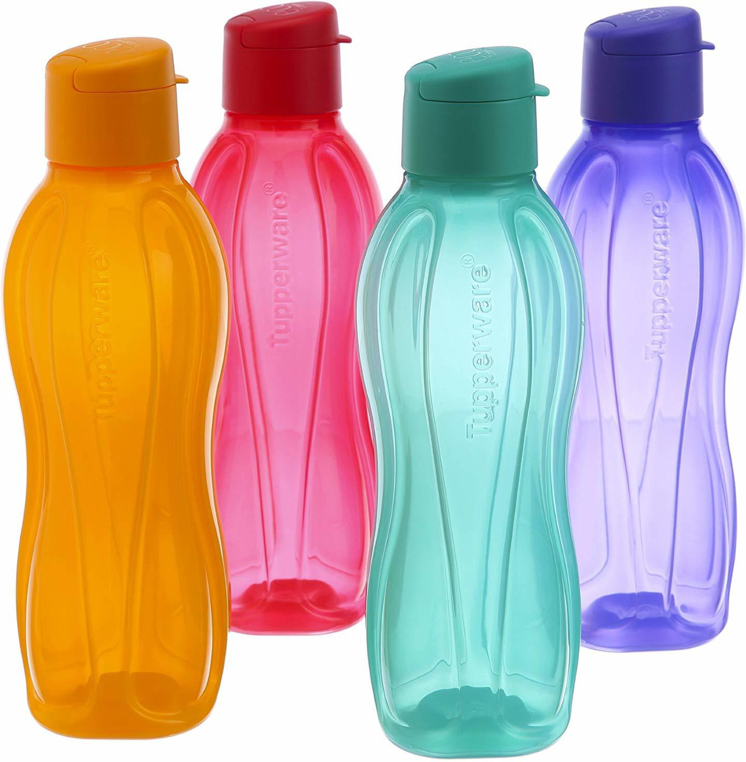 Image of TUPPERWARE Fliptop Plastic Bottle Set, 1 Litre, Set of 4, Multicolour 1000 ml Plastic Bottle
