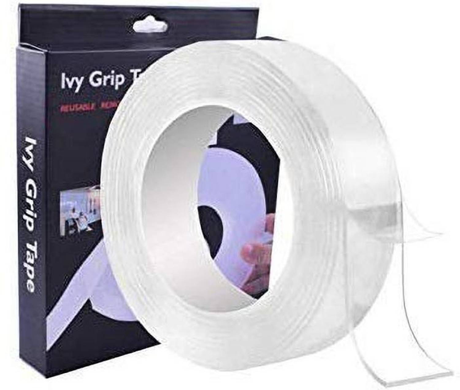 BRANDSHOPPY Reusable and Washable Double Sided Adhesive Silicon Tape with Multi-Functional Anti-Slip Double Sided Sticky 1mm Grip Tap-1Pis 3 m Double-sided Tape