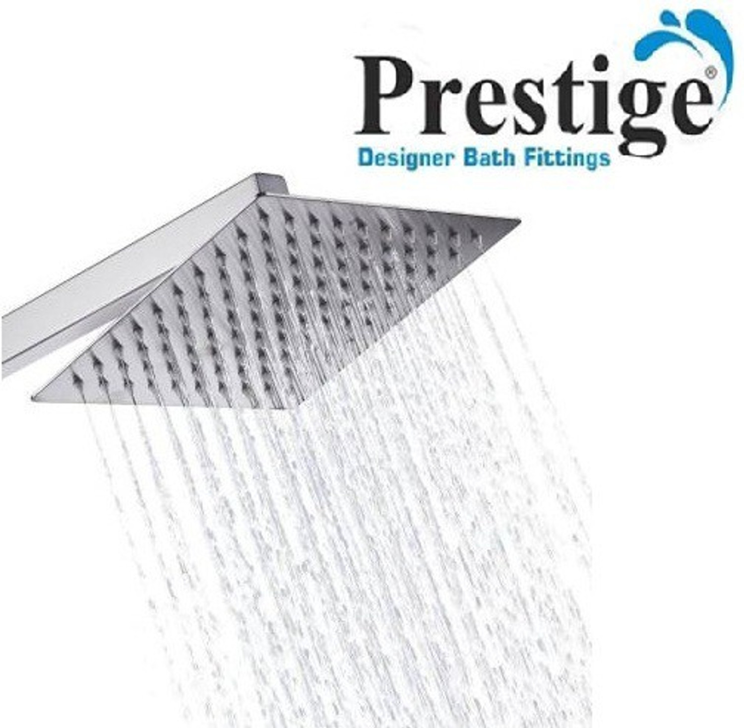 Image of Prestige 8x8 Ultra Slim Rain Shower Head with 18inch Arm Plus Fish Hand Rain Shower with 1mtr SS Tube and Wall Hook��(Chrome) Wall Mounted