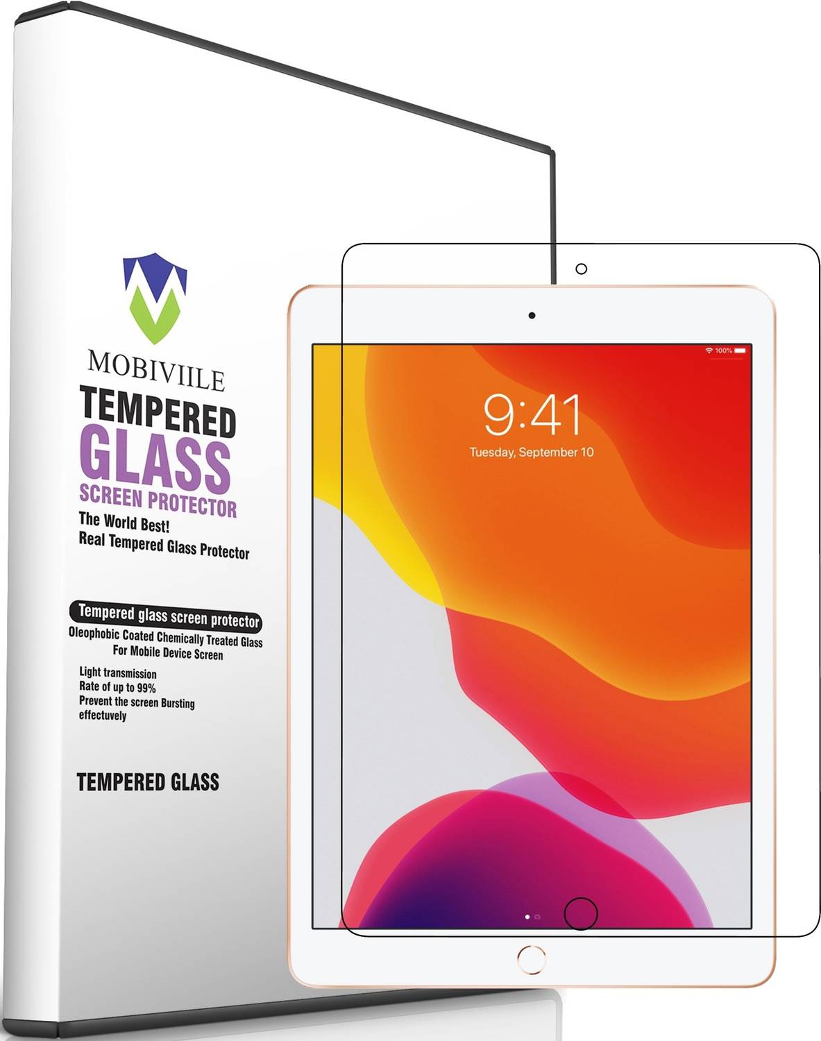 MOBIVIILE Tempered Glass Guard for Apple iPad 8th Gen 10.2 inch