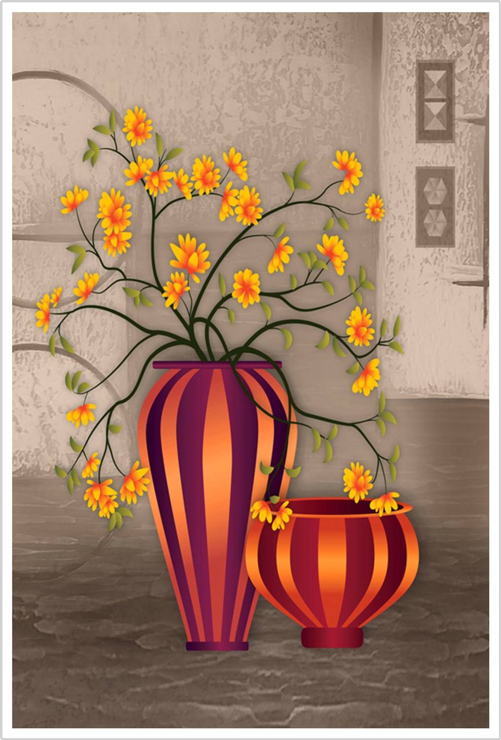 Beautiful Flower Pot Modern Art Paper Poster Paper Print - Floral