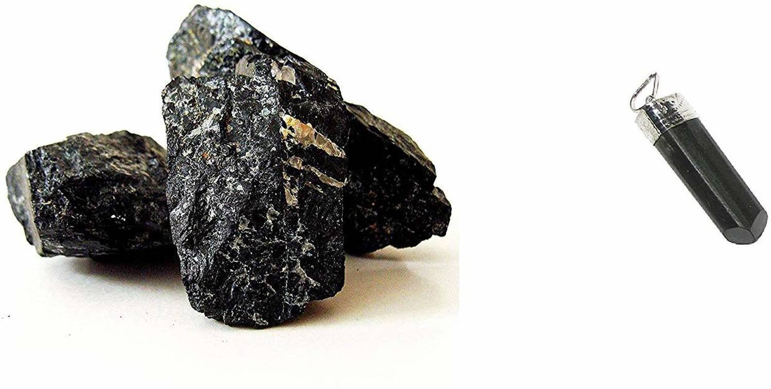 AIR9999 Black Crystal Tourmaline Pendant Healing Rough Stones, Set of 3 Decorative Showpiece - 4 cm