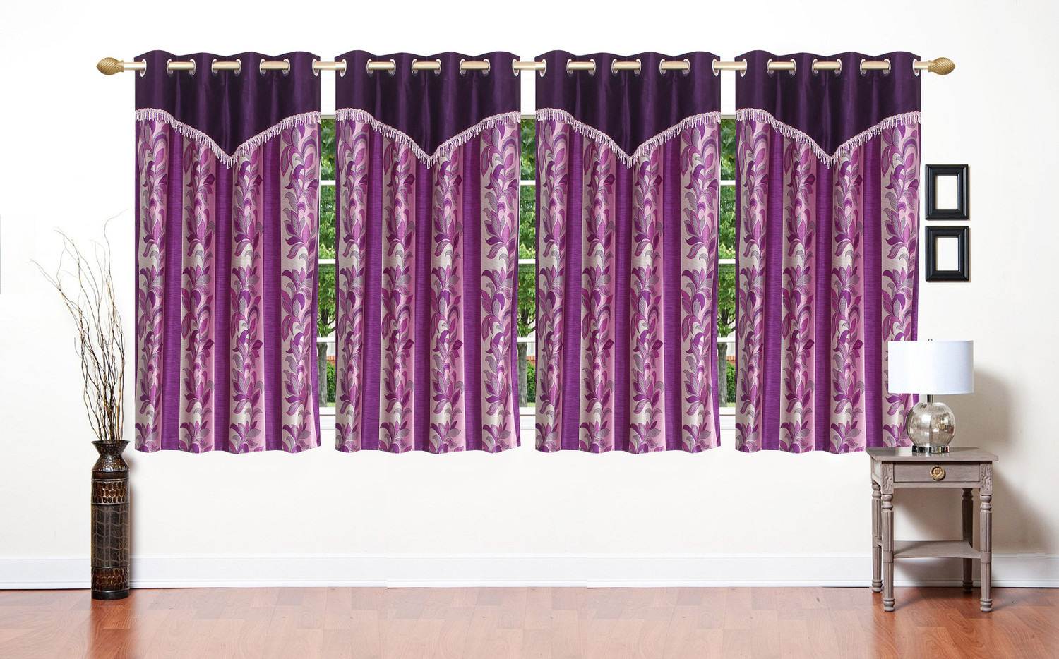 Image of Stella Creations 154 cm (5 ft) Window Polyester Room Darkening Curtain (Pack Of 4)