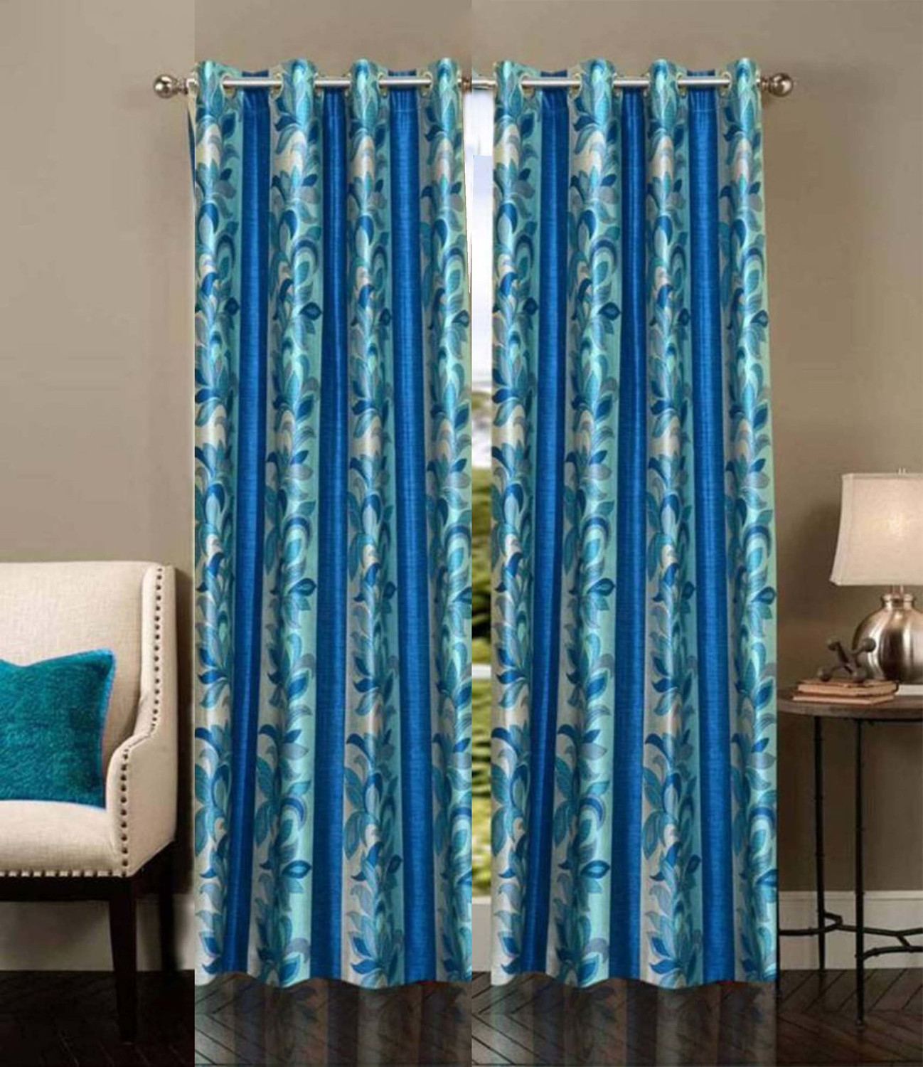 Image of Stella Creations 214 cm (7 ft) Door Polyester Semi Transparent Curtain (Pack Of 2)