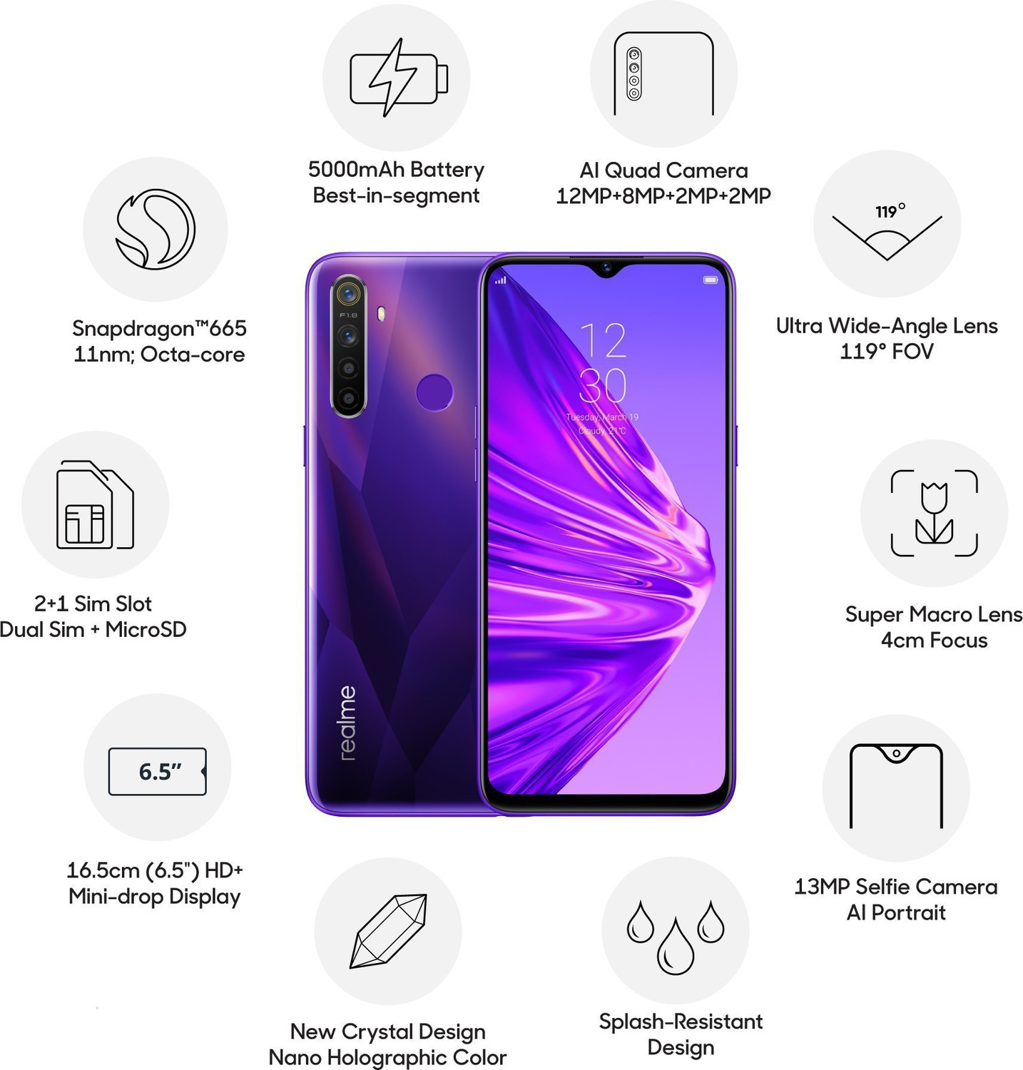 Image of realme 5 (Crystal Purple, 64 GB)