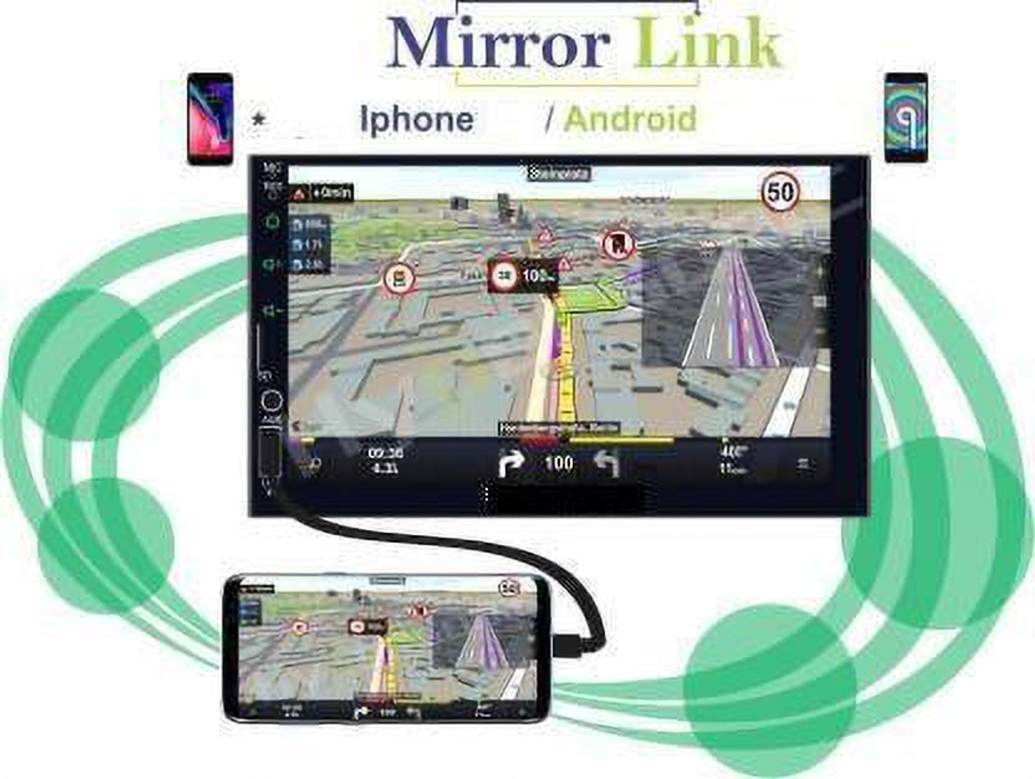 Image of JBRIDERZ Double Din 7 inch Full HD Touch Screen Car Stereo which supports BluetoothScreen Mirroring and Remote and AUX Cable Car Stereo -Universal fit Car Stereo