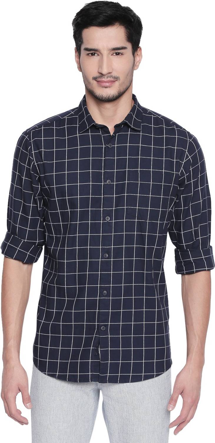 Byford by Pantaloons Men Checkered Casual Blue Shirt