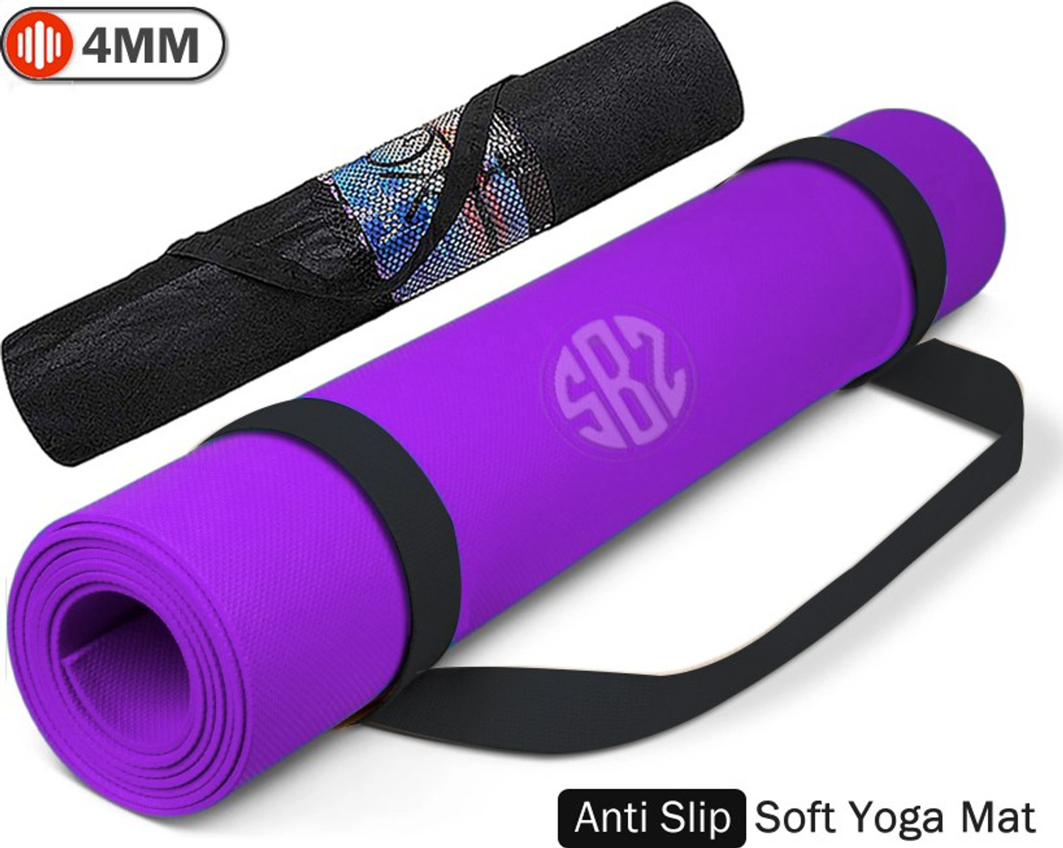 Image of FITBOOZ DOTCOM 6mm Anti Skid Yoga /Exercise Mat with Carry Bag for Men & Women Purple 6mm mm Yoga Mat