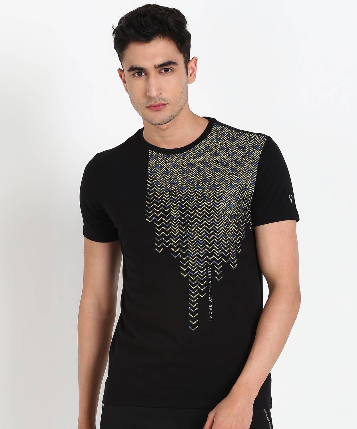 Allen Solly Printed Men Round Neck Black T-Shirt