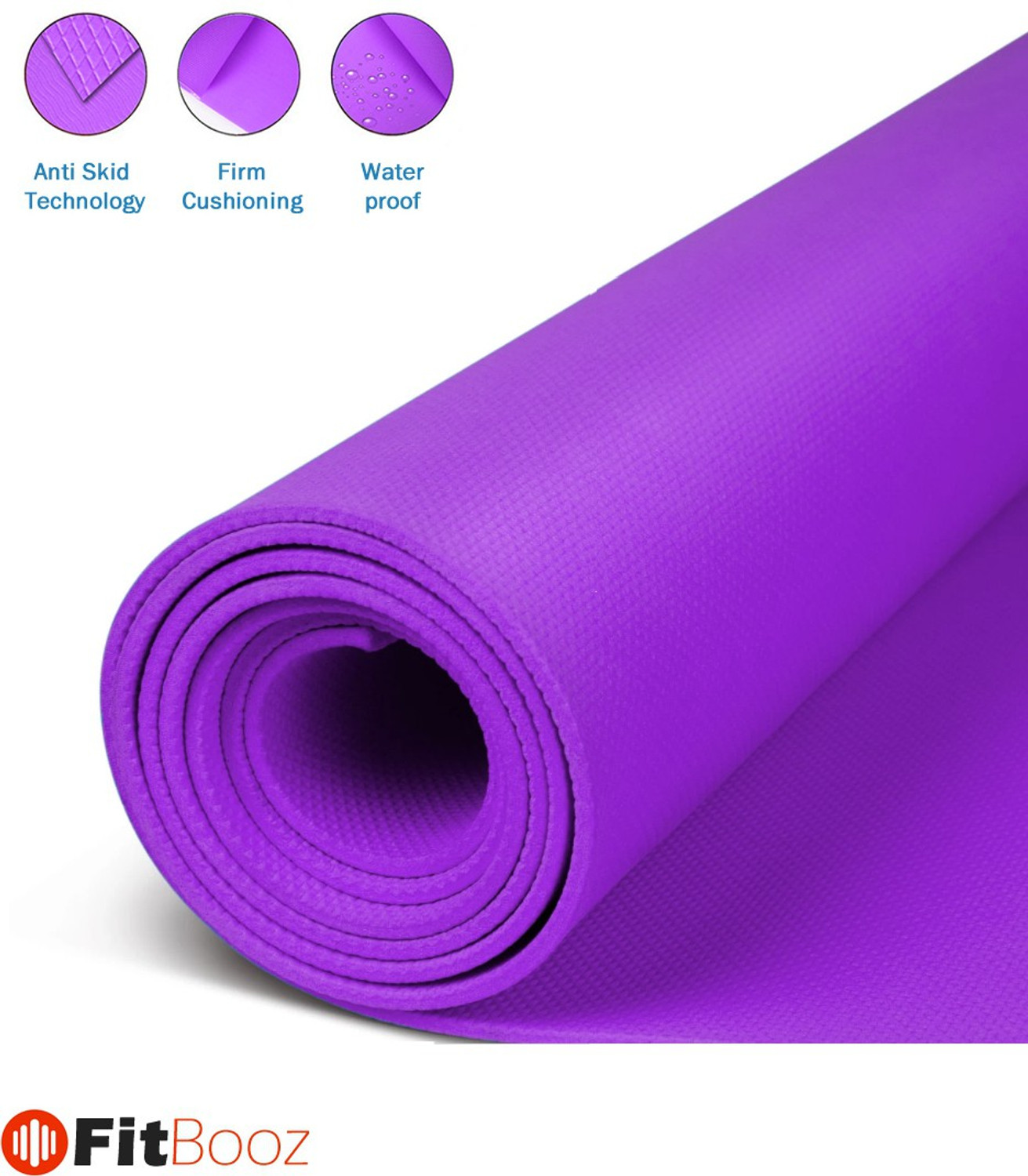 Image of FITBOOZ DOTCOM 6mm Anti Skid Yoga /Exercise Mat with Carry Bag for Men & Women Purple 6mm mm Yoga Mat