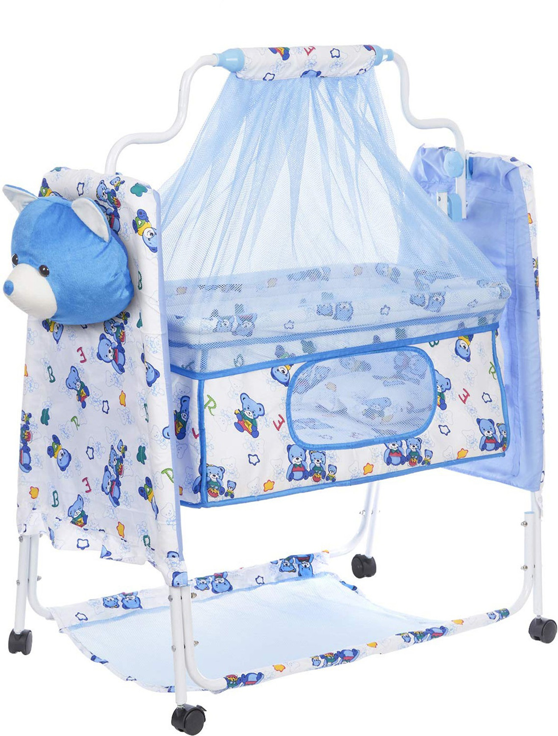 Image of Fun Baby Newborn Baby LittleNest Bassinet Cradle with Mosquito Net-Canopy And Wheels Recommened For Cradle For Baby With Net And Swing kids Cradle Baby Cradle Mosquito Net Cradle baby cradle jhula swing