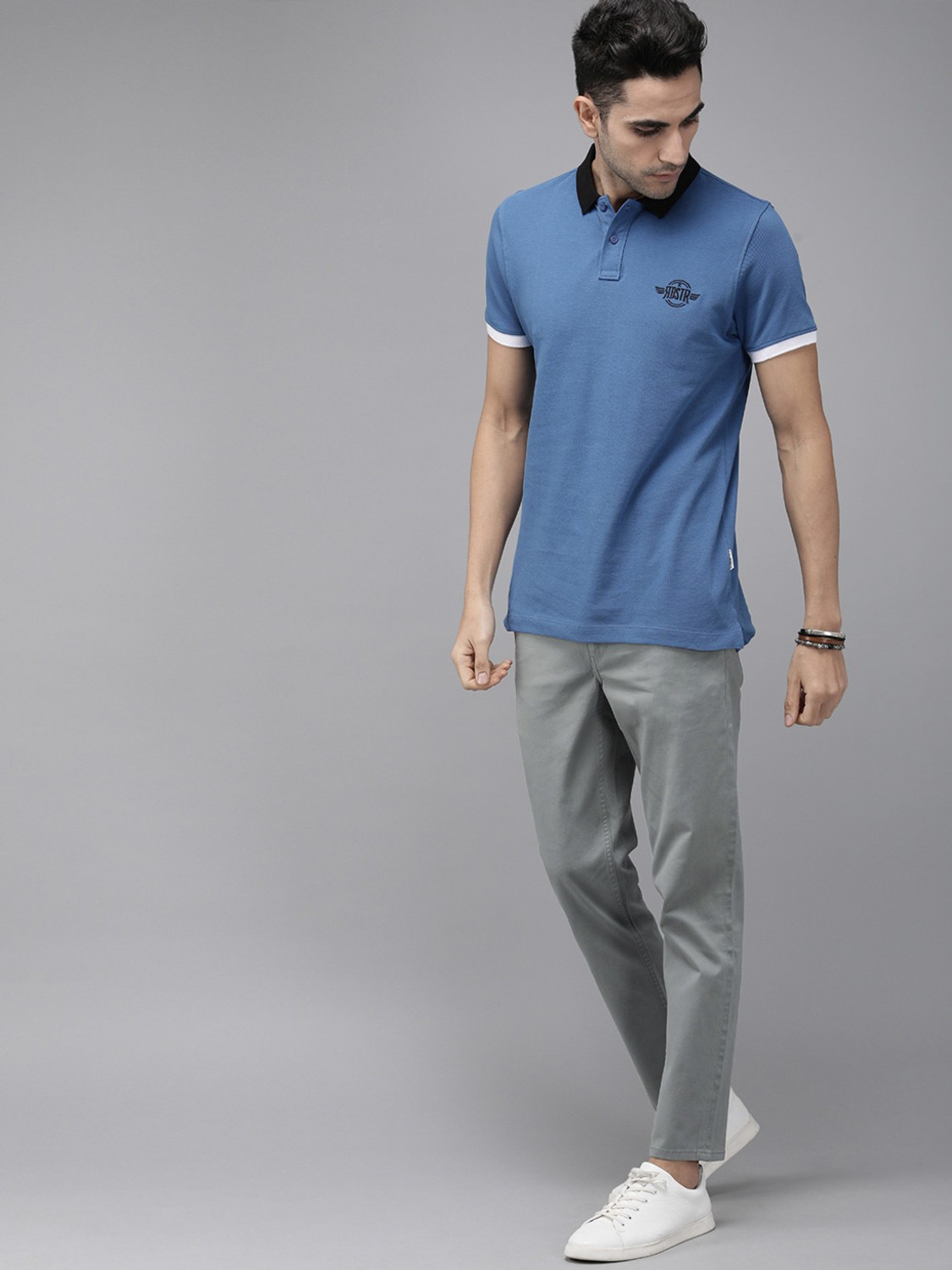 Image of Roadster Regular Fit Men Grey Trousers