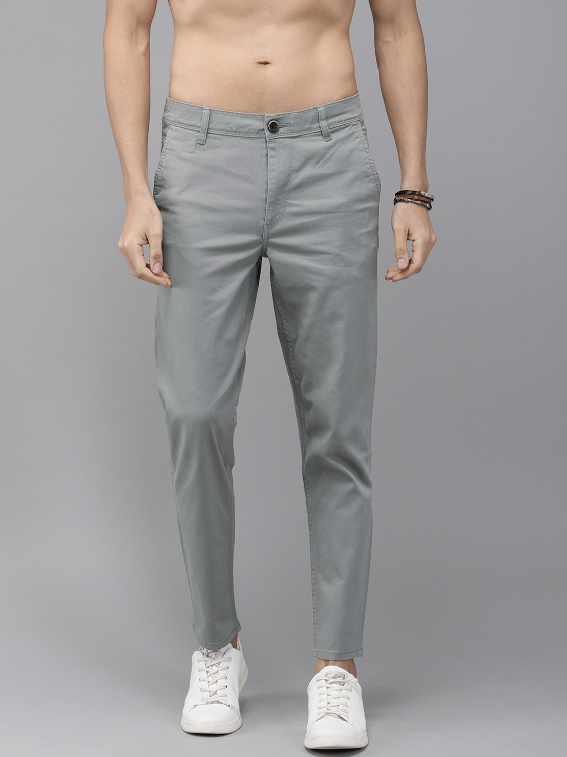 Image of Roadster Regular Fit Men Grey Trousers