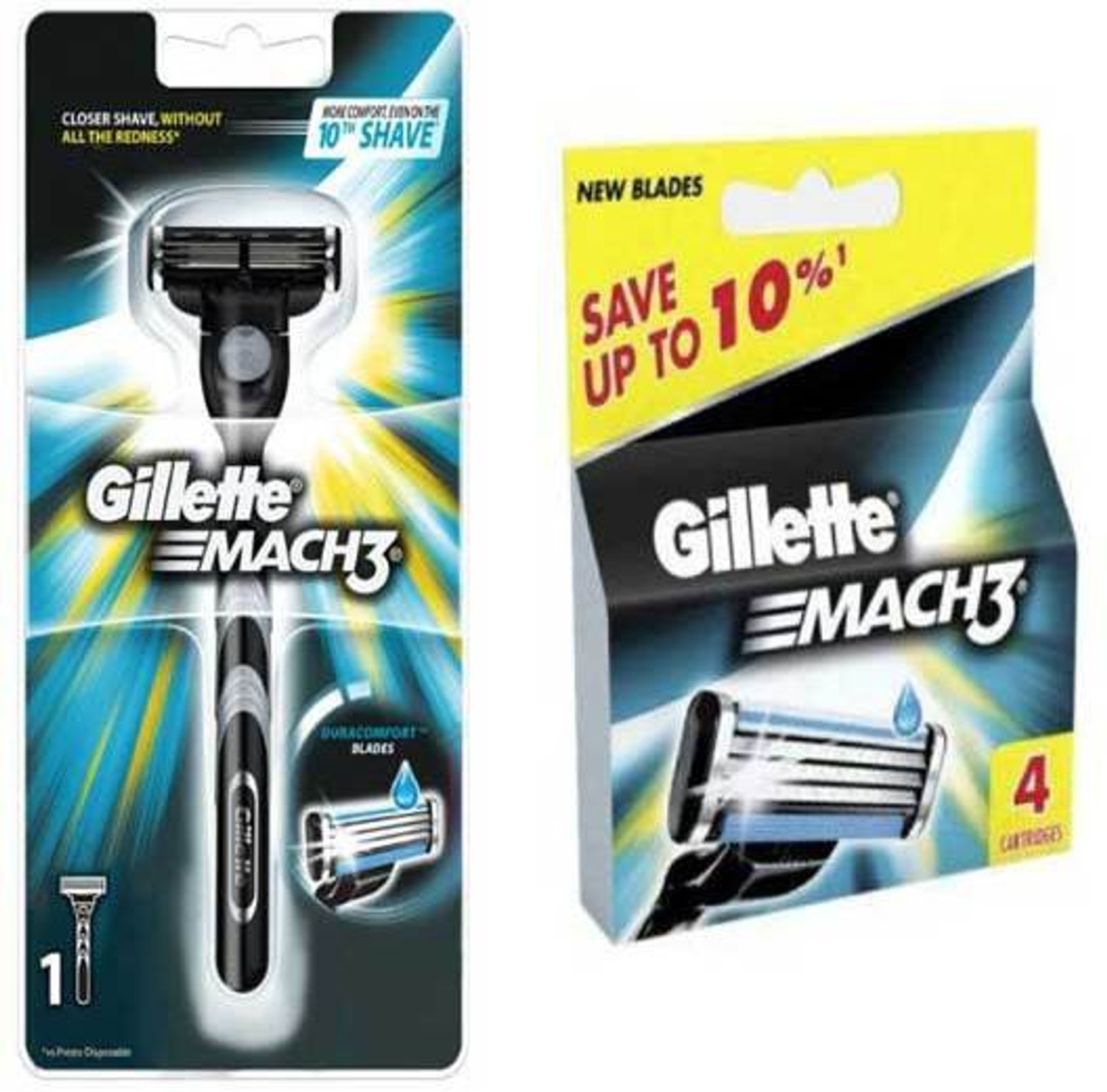 Image of Gillette Mach 3 Cartridges With Razor (5 Cartridges + Razor Handle), Men