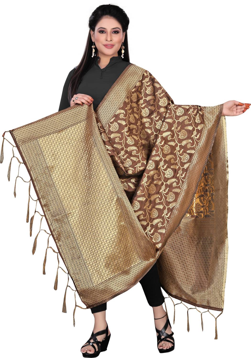 Cartyshop Pure Silk, Art Silk Self Design, Woven Women Dupatta