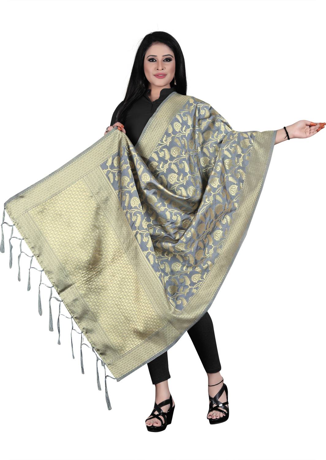 Cartyshop Pure Silk, Art Silk Self Design, Woven Women Dupatta
