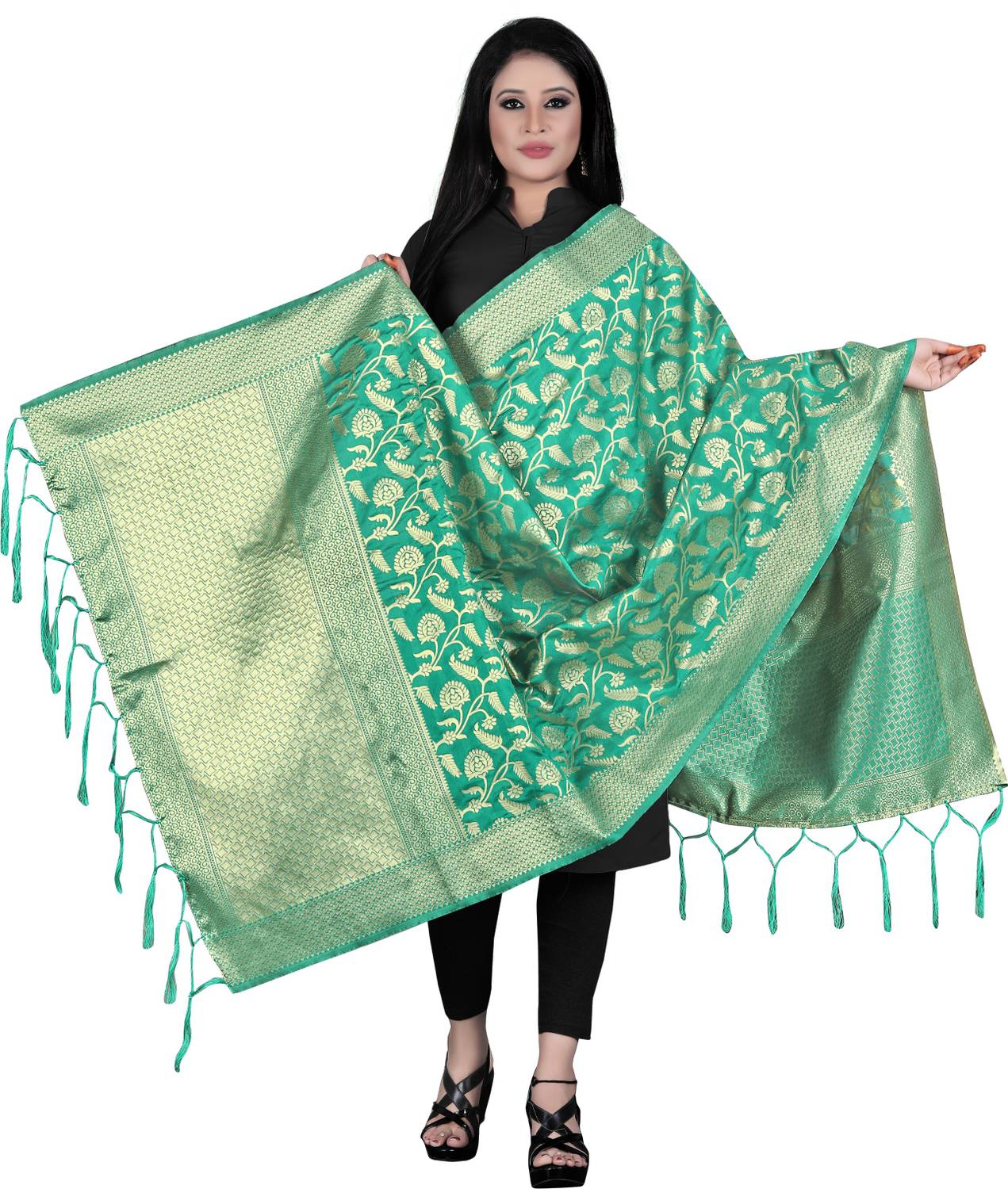 Cartyshop Pure Silk, Art Silk Self Design, Woven Women Dupatta