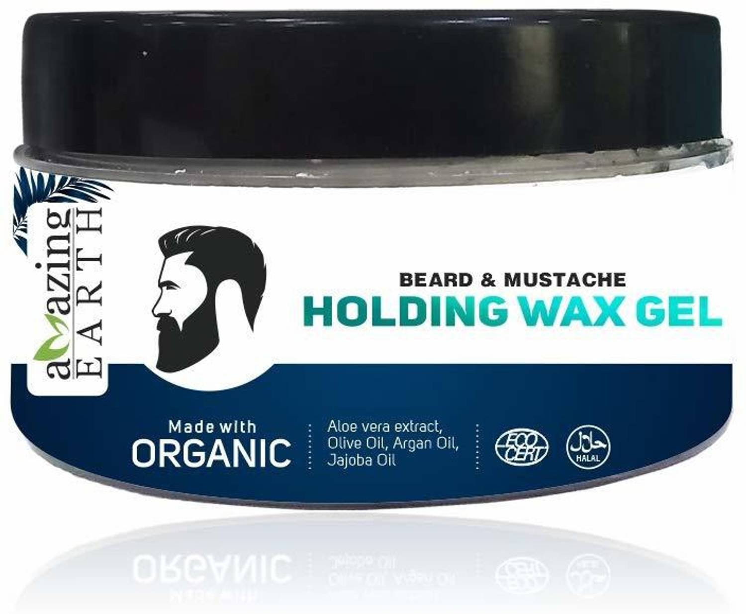Amazing Earth Beard & Mustache Holding Wax Gel for Men - Certified Organic, Strong Hold, Styling, Argan Oil, Chemical Free, 100% Vegan & Cruelty Free - 50gm Hair Wax