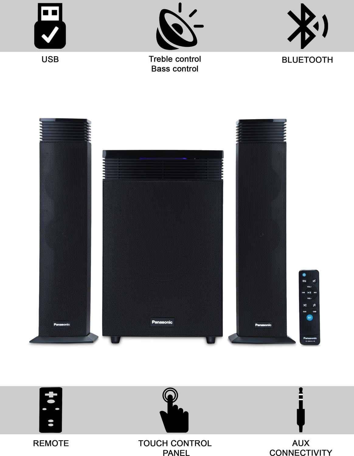 Image of Panasonic SC-HT21GW-K Stylish 65 W Bluetooth Home Theatre