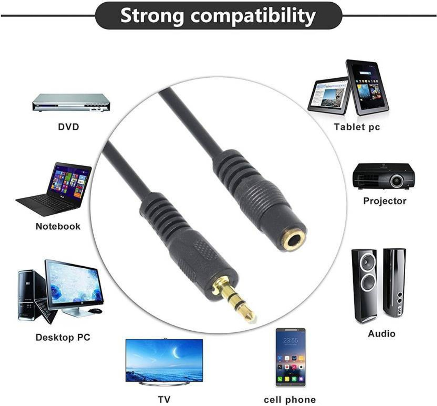 Image of HexaGear AUX Cable 1.5 m 100% Original Gold plated 1.5 meter Heavy duty wire 3.5mm Male to Female Stereo Audio Cable || Aux extension cable
