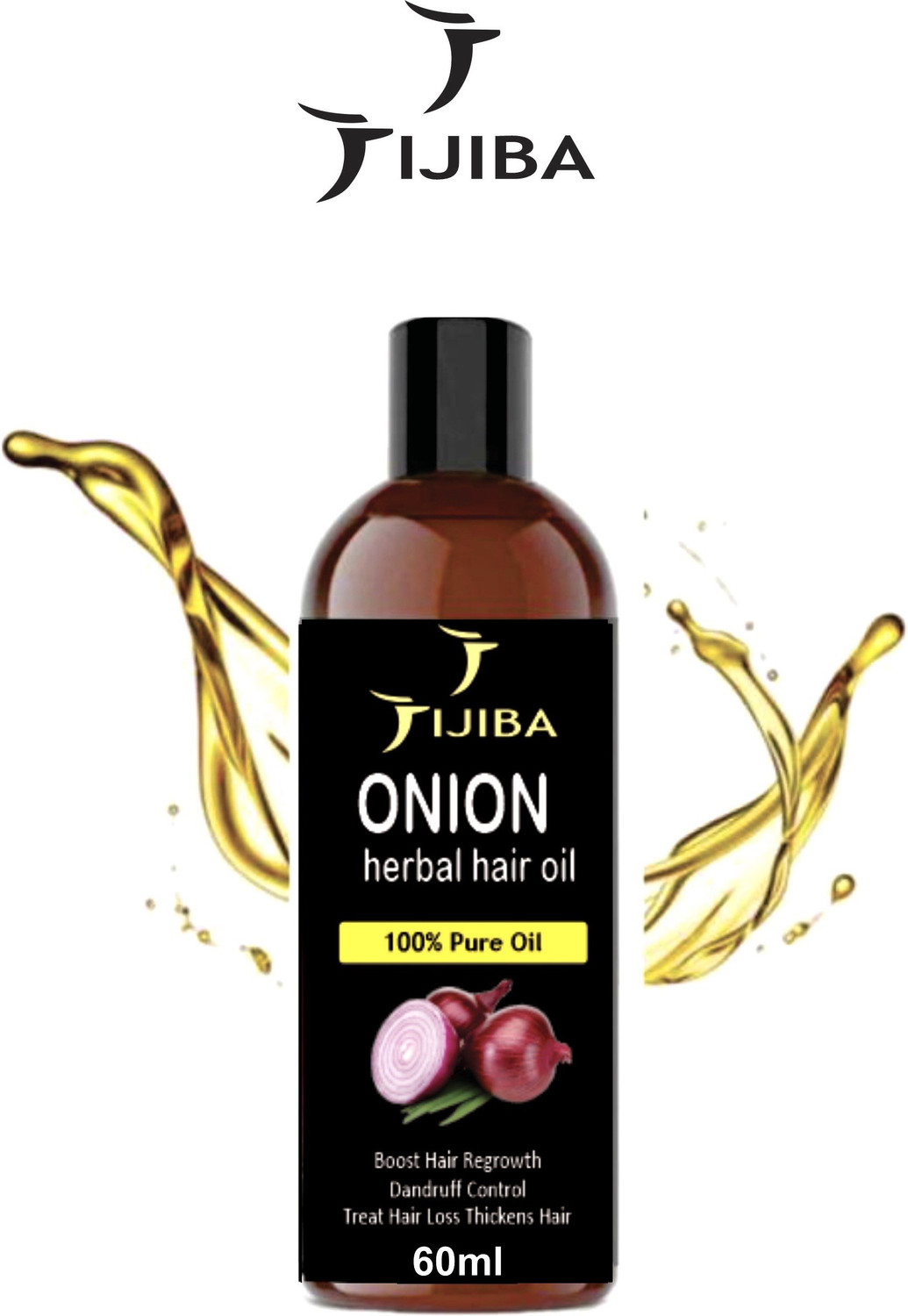 Image of jijiba HERBALOnion Oil for Hair Regrowth Bio Active Hair Oil Nourshing Hair Treatment With Real Onion Extract Intensive Hair Fall Dandruff Treatment Hair Oil