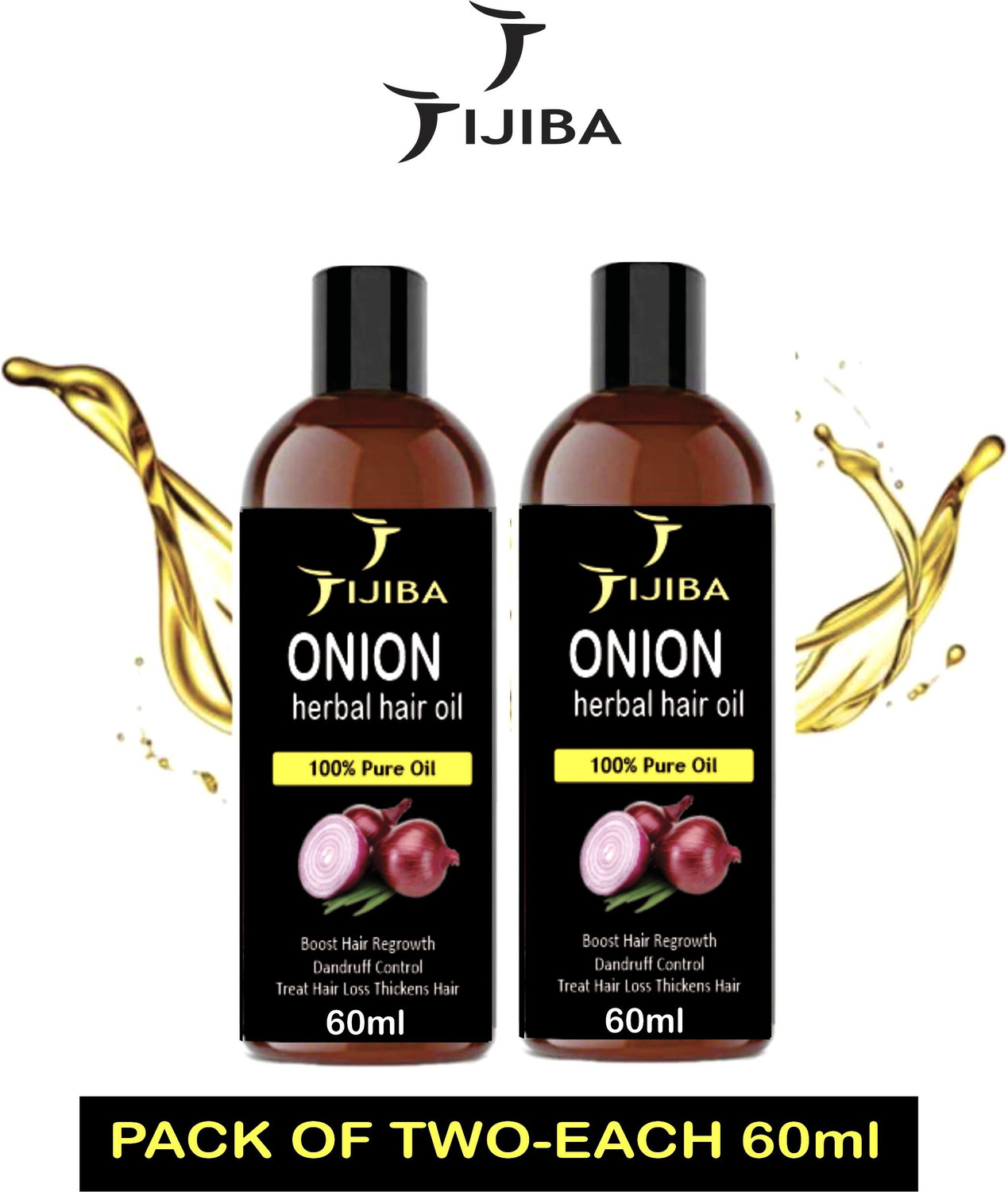 Image of jijiba HERBALOnion Oil for Hair Regrowth Bio Active Hair Oil Nourshing Hair Treatment With Real Onion Extract Intensive Hair Fall Dandruff Treatment Hair Oil