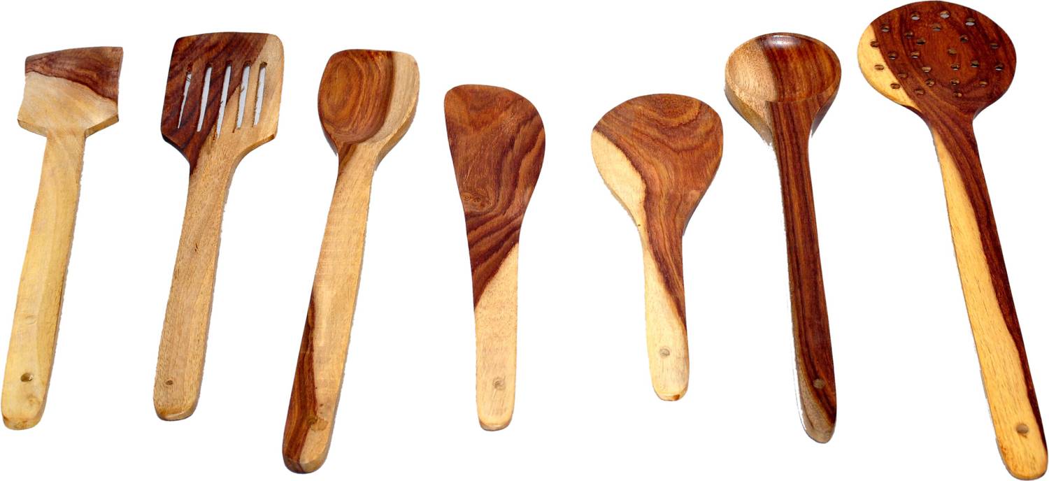 BARTANMART 7 Piece Wooden Kitchen Tool set A31 Wooden Spatula