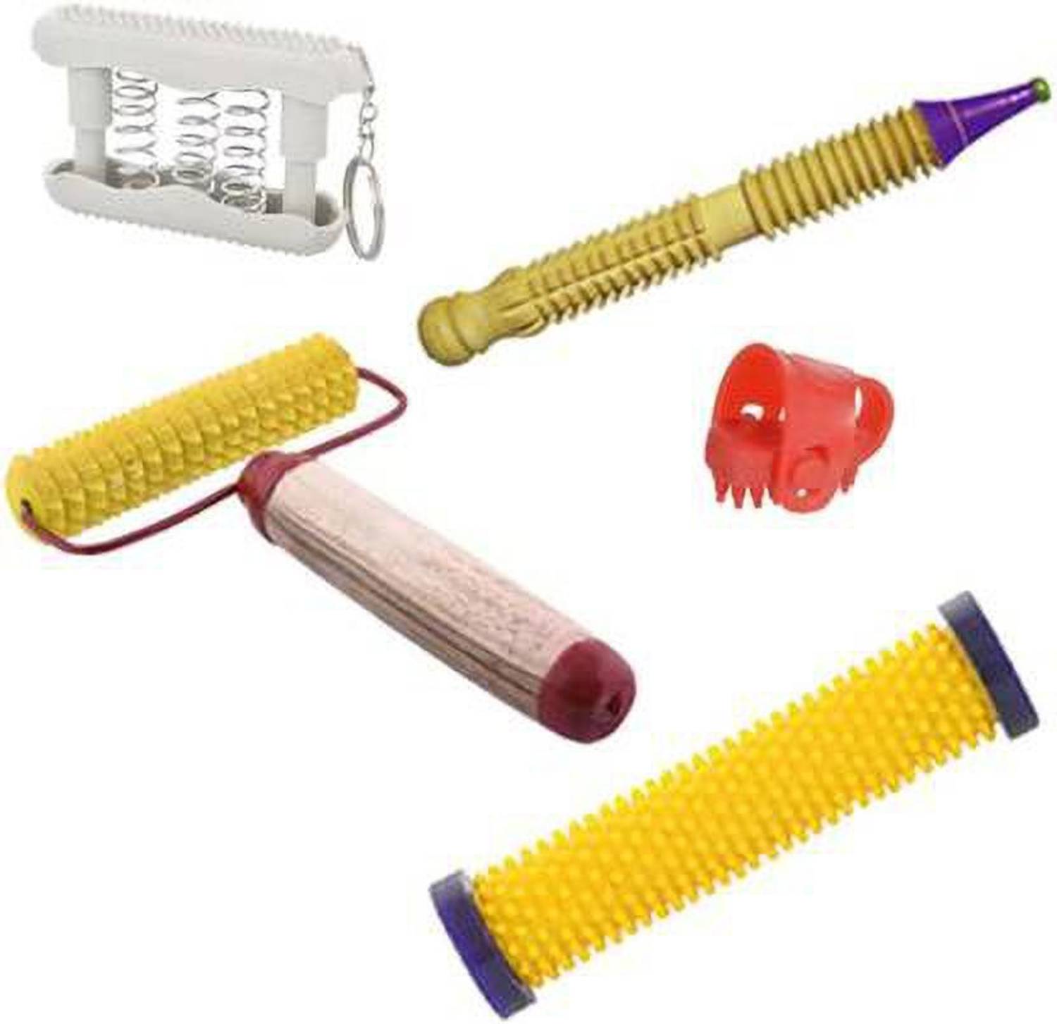 Acufit ACU076 Acupressure Massager Tools Combo Kit with Hand Roller (Soft point) + Jimmy Pensil (Wooden) + Roller Handle (Wooden) + Thumb Jimmy + Pocket Exerciser for for Stress and Pain Relief Massager