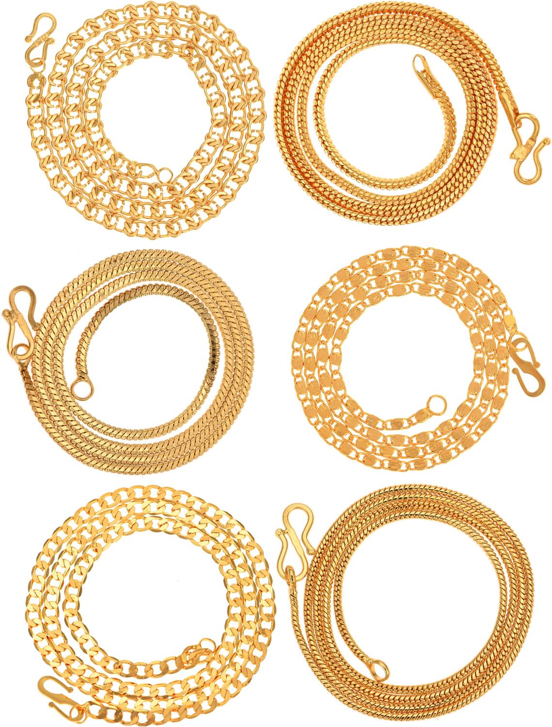 AanyaCentric 22inches Long Trendy Fancy Latest Design Neck Chain Combo Pack for Men Women Gold-plated Plated Metal Chain Set