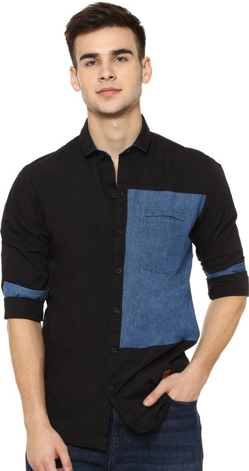 CAHOOT Men Self Design Casual Black Shirt