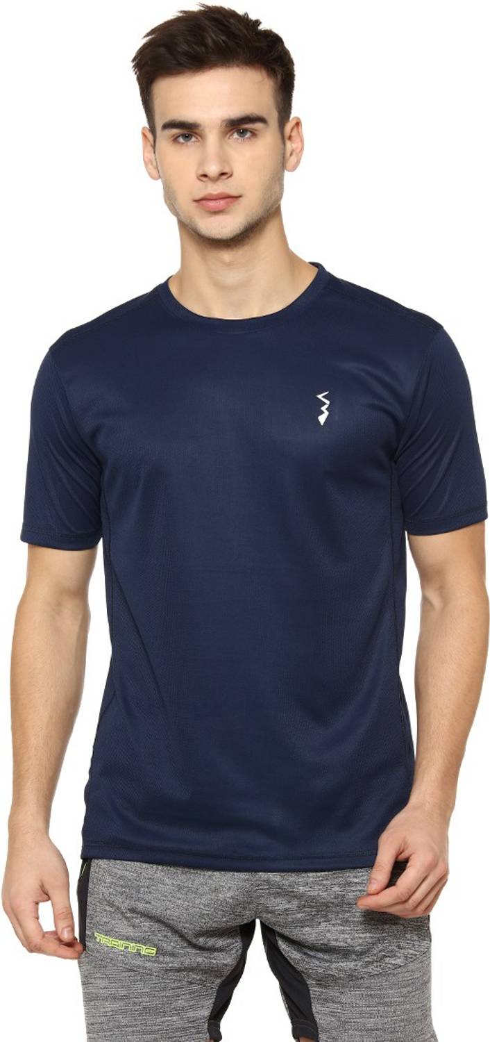 CAHOOT Solid Men Round Neck Blue T-Shirt