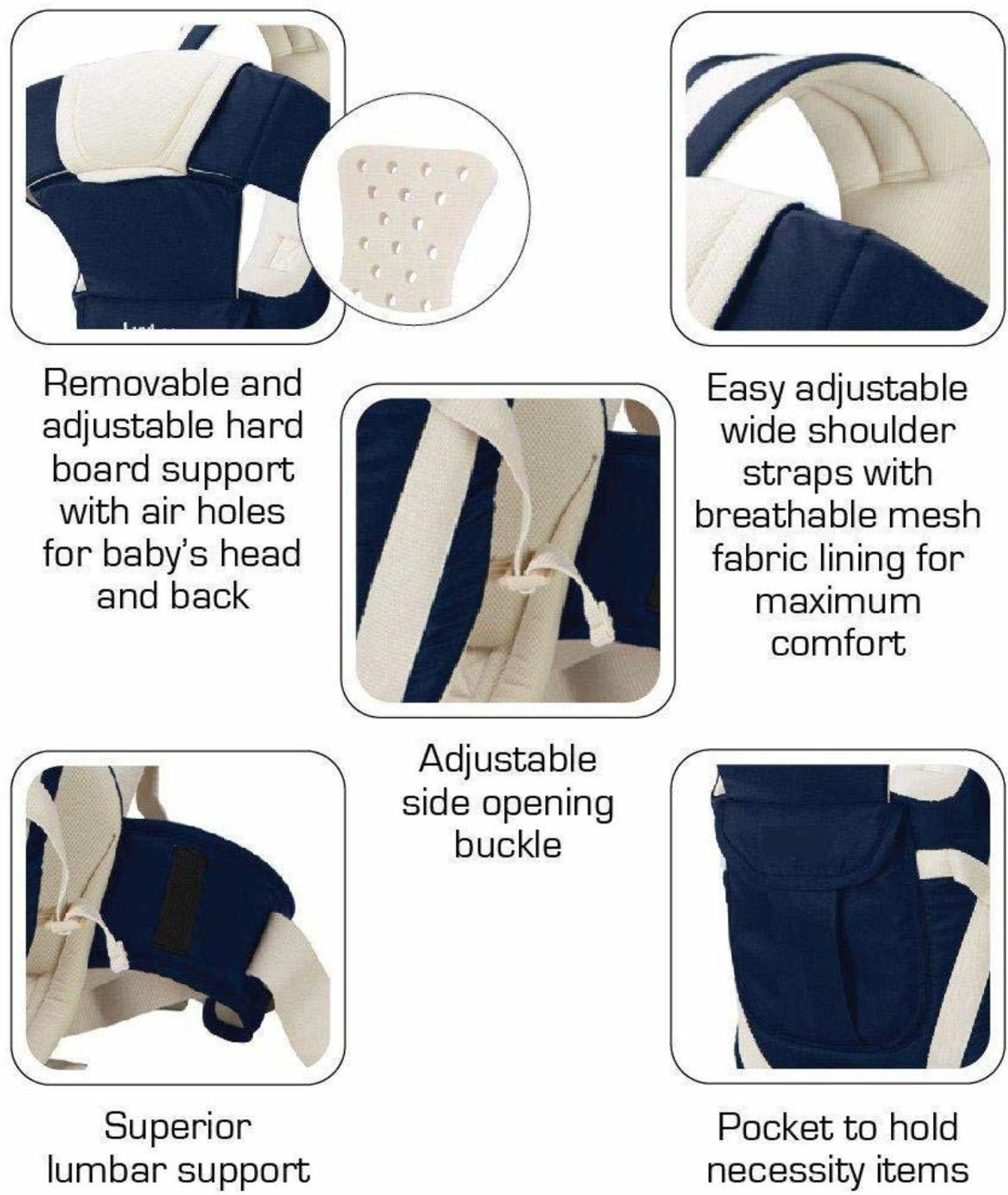 Image of KEYUR Baby Carrier 4 in 1 Position with Comfortable Head Support & Buckle Straps Baby Carrier