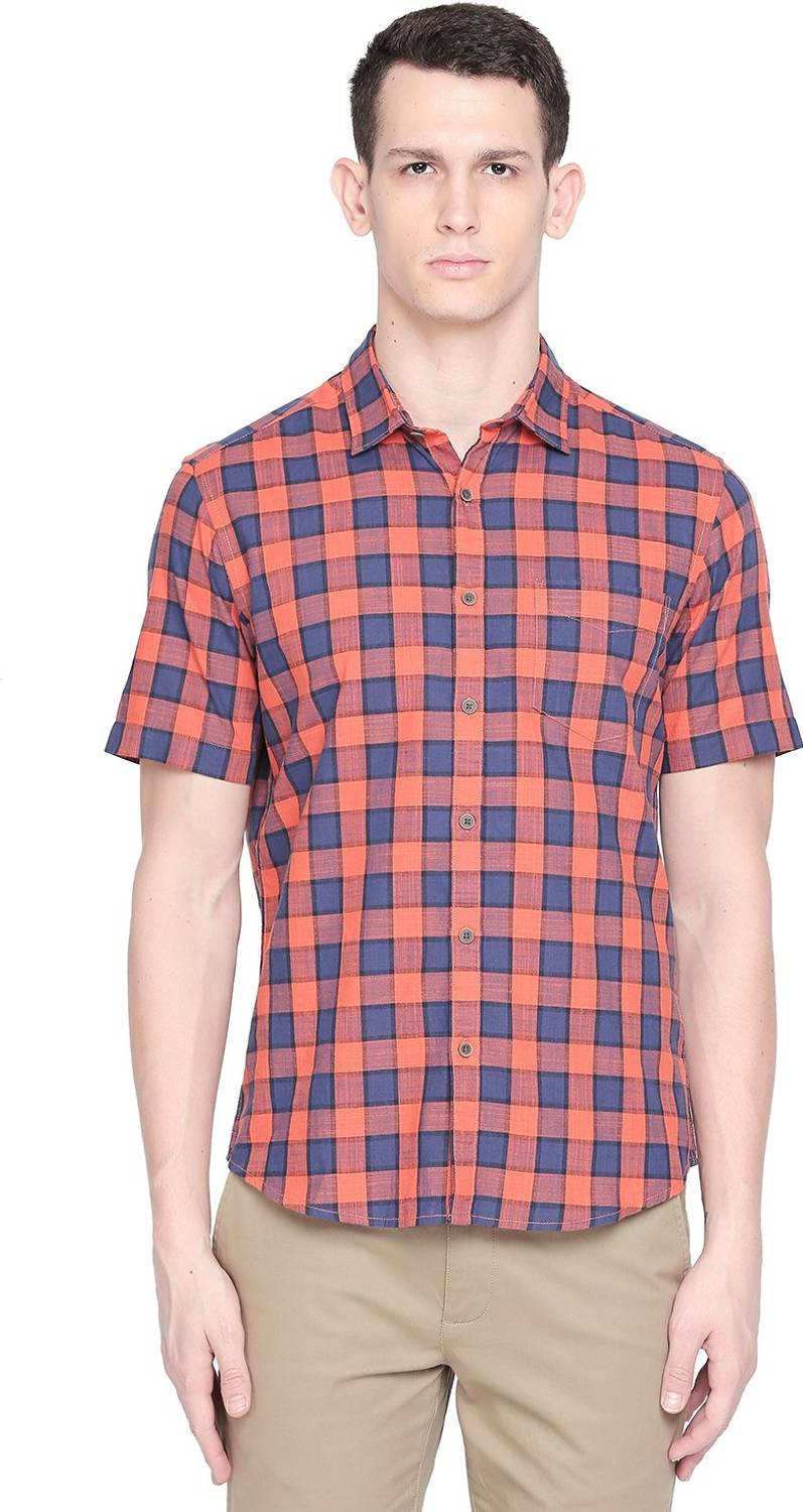 Byford by Pantaloons Men Checkered Casual Orange Shirt